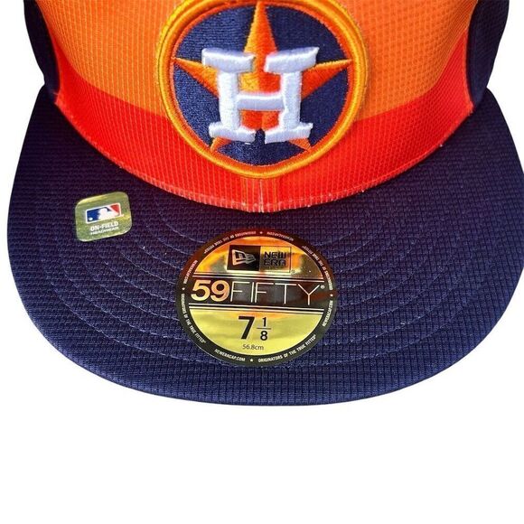 New Era Houston Astros 59FIFTY Fitted Hat Blue/Orange Size 7 1/8 - Picture 4 of 6